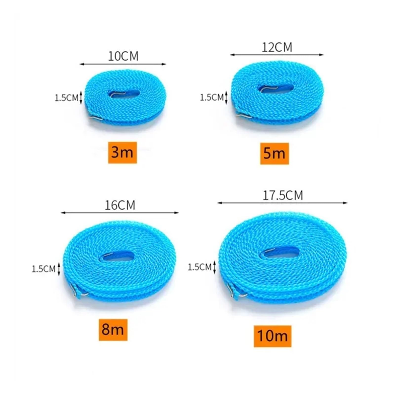 Tragbare Wäscheleinen Winddichtes Nylon-Wäscheleine-Seil Zaun-Wäscheleine Trocknen Quilt Seil(Type1,3M)