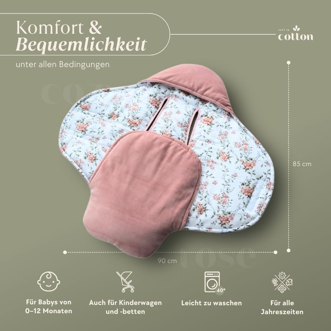 Einschlagdecke Babyschale Kinderwagen Velours Bambus Decke Autositz Kindersitz Babydecke Buggy Ganzjahresdecke Neugeborenen Kleinkinder Cozy Rose