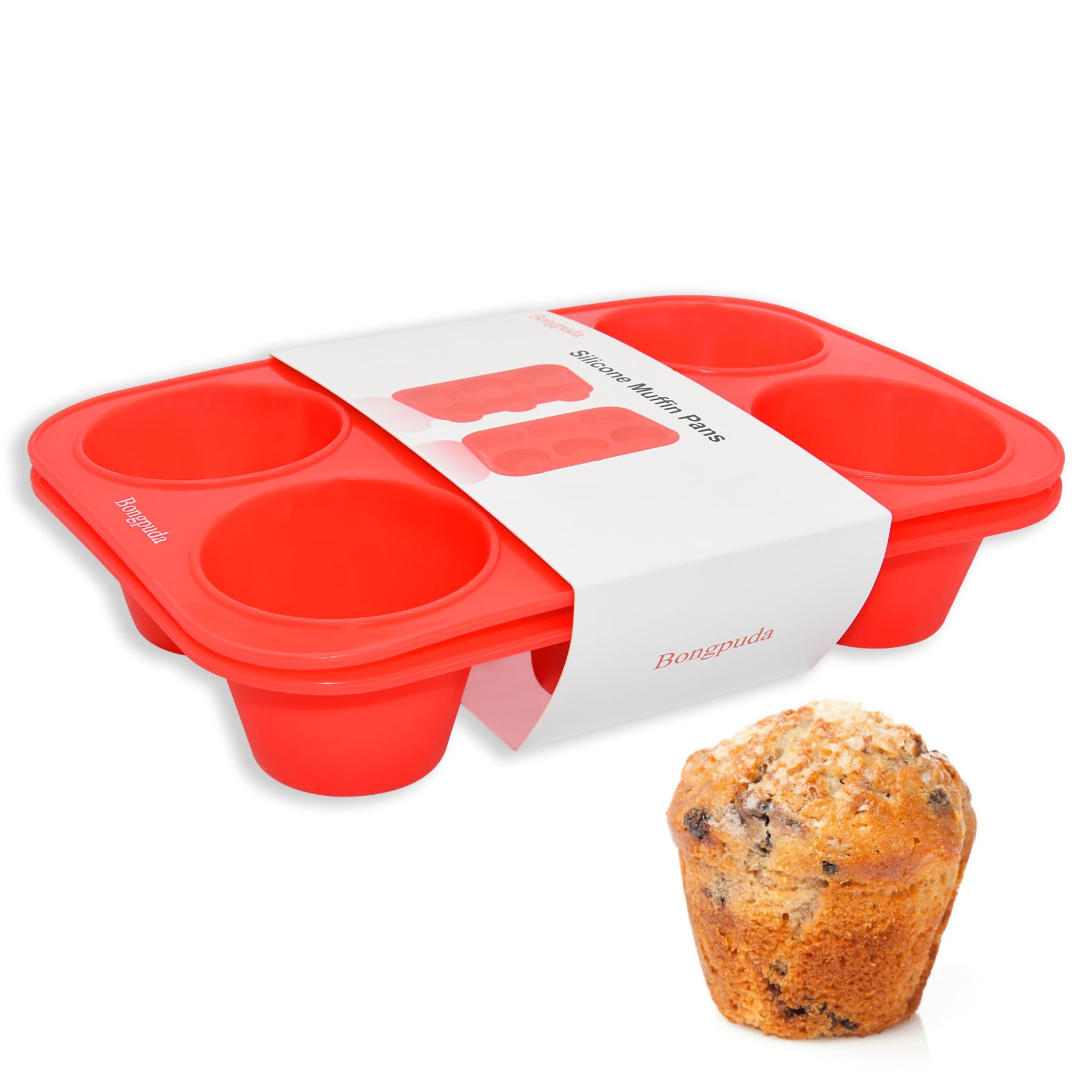 Molde para magdalenas de silicona antiadherente, 6 tazas, molde de silicona de grado alimenticio para magdalenas grandes y mini pasteles, cada taza tiene capacidad para 5 onzas, 2 unidades