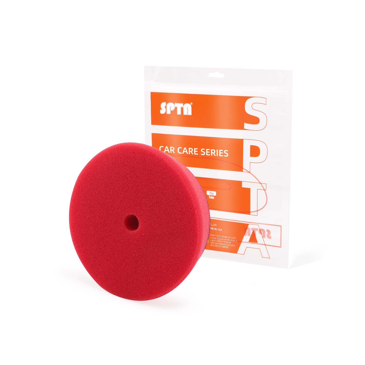 SPTA Red T10 Ultra-Fine Finishing Foam Polishing Pads, 1Pcs 3.5 Inch Face for 3 Inch 80mm Backing Plate Compound Buffing Sponge Pads for Car Buffer Polisher Compounding, Polishing and Waxing-FPBFS3R