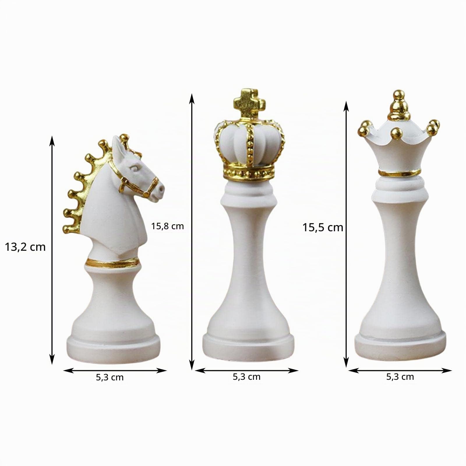 perfk 3 Styles Résine Pièces D'échecs Conseil D'échecs Statue Décor Pièce Simulation D'échecs Ornements Rétro Décoration, Blanche