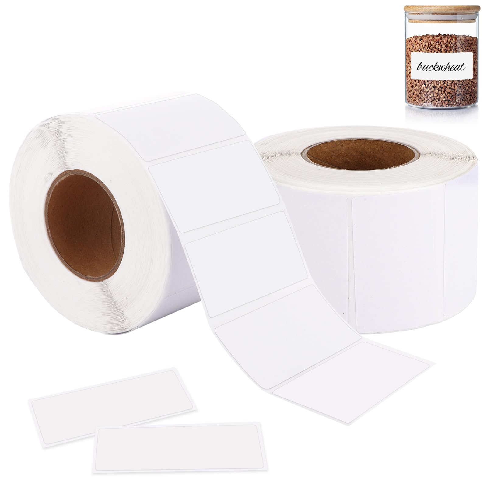 ASelected 2 Rolls Self Adhesive Labels 60X30Mm 2000 Blank Label Stickers Sticky Stickers for Office Printer Supermarket Kitchen Food Labels