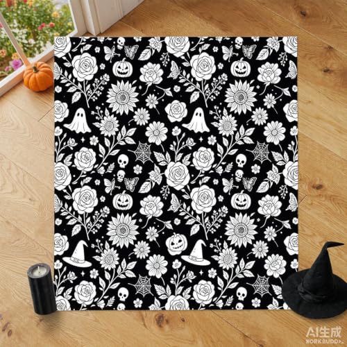 50 X 59 Inch Halloween Doodle Coloring Blanket for Adults Art Projects，C - image 3