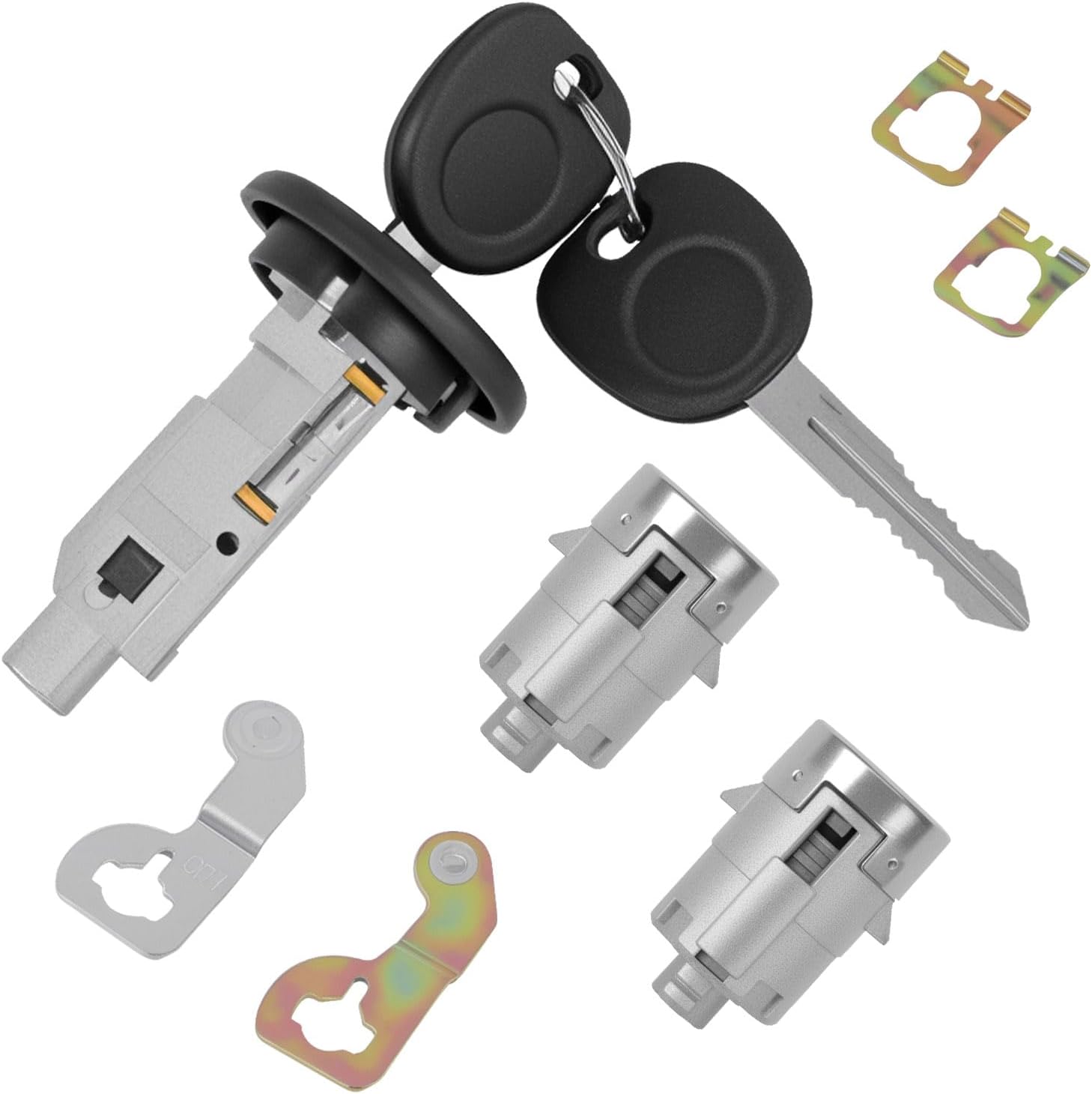 Ignition Switch Lock Cylinder with Pair Front Door Lock Cylinders Compatible with Chevy Vehicle Avalanche Silverado Suburban Tahoe GMC Vehicle Sierra Yukon, Replace # 707835 706592 598007
