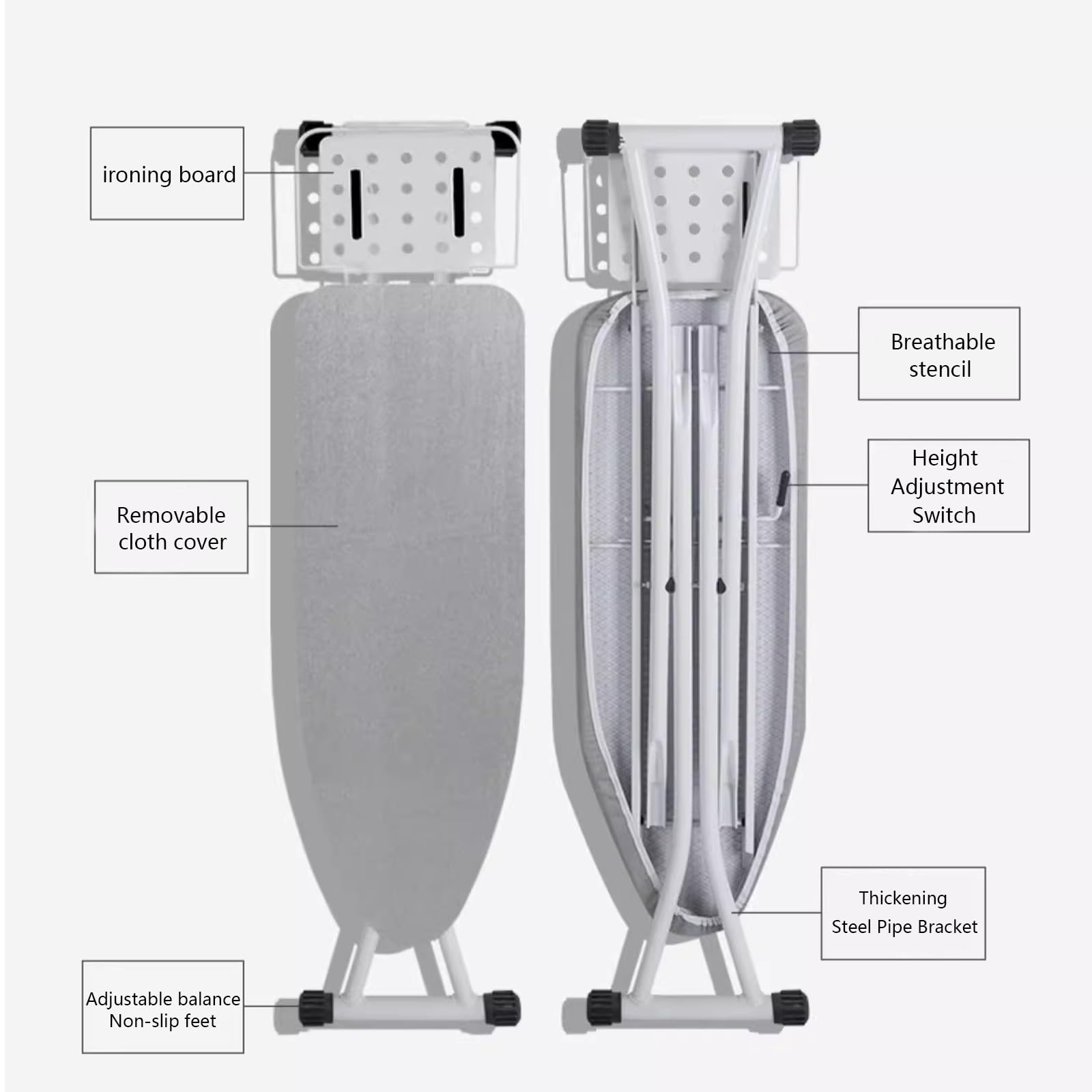 Tabla de Planchar con Funda Resistente al Calor Tabla de Planchar de Altura Ajustable Soporte de Planchado Plegable Antideslizante Cómodo de Usar(Blue3)
