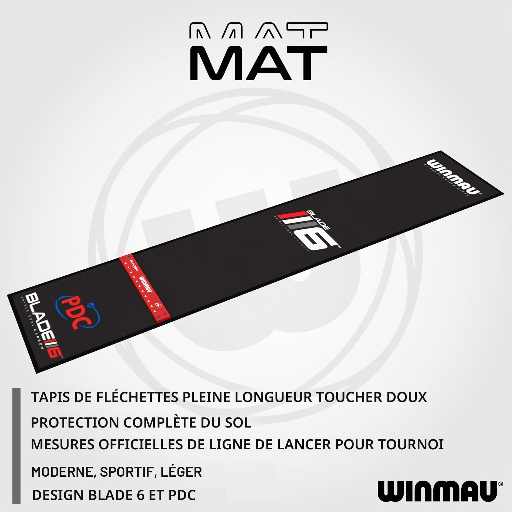 WINMAU Darts Pro Zone Precision Blade 6 Tapis de sol souple avec pointe en acier intégrée surélevée pour cible de fléchettes