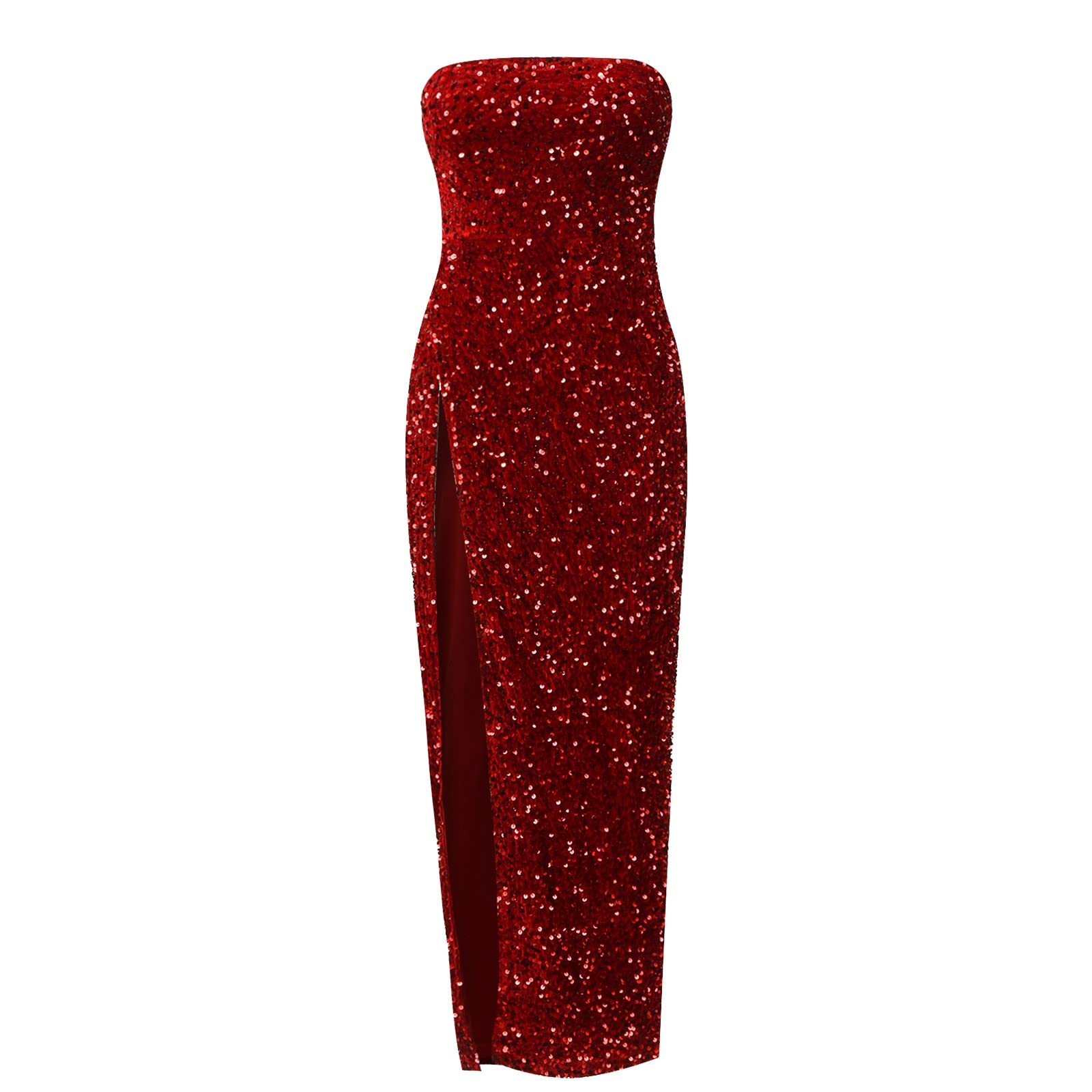 Vestito Schiena Scoperta - Abito da Sexy con Paillettes Senza Spalline da Donna