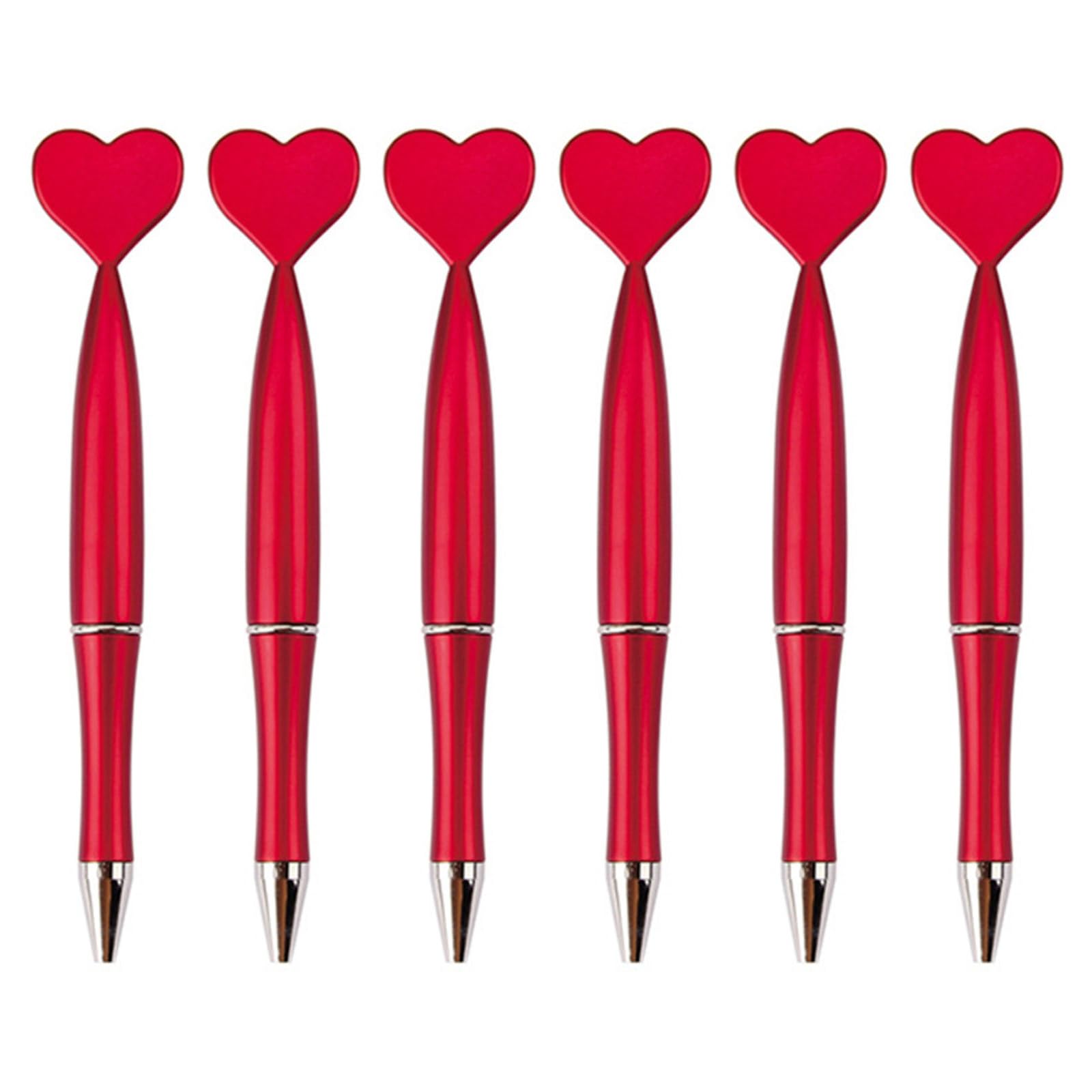 KANGQL Ballpoint Pens, 6 Pieces Black Ink Ballpoint Pens 1.0mm Office Pens Heart Shaped Pens Wedding Pens Stationery School Office Supplies, red 1