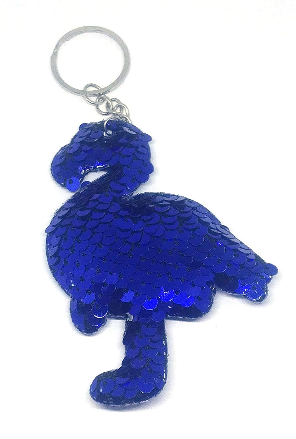 m sSwan Shape Soft Filled Double Side Reversible Sequence Keychain (Blue)