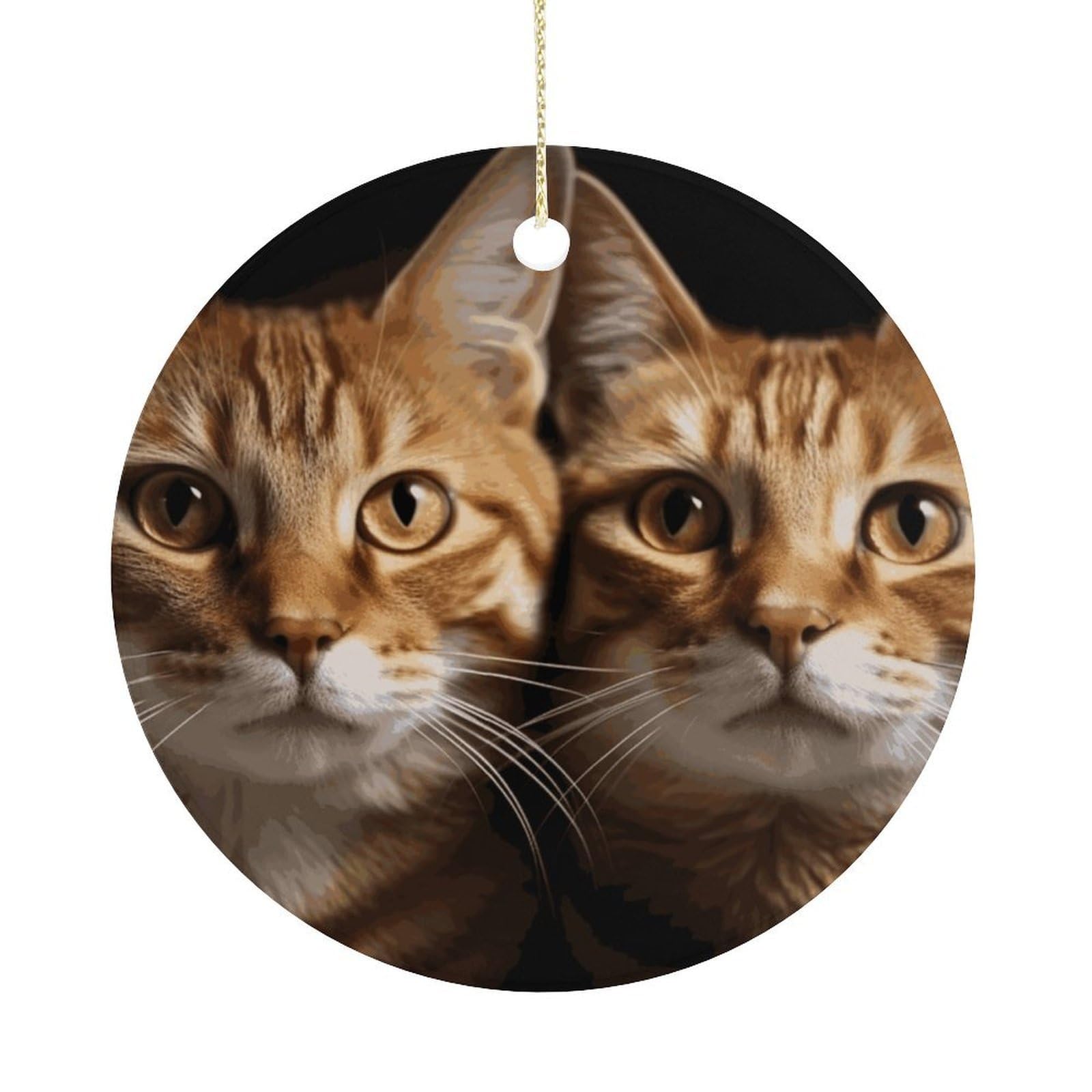 Cats Christmas Ornaments Colorful Round Ceramic Ornament Christmas Hanging Decor Christmas Tree Decorations Xmas Keepsake for Women Men Xmas Holiday Party