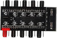 Vista 1 de Hub de ventilador de chasis de 4 pines, control de cable de ventilador de carcasa de PC de 10 puertos, divisor de controlador PWM, concentrador