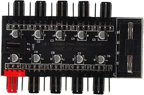 Hub de ventilador de chasis de 4 pines, control de cable de ventilador de carcasa de PC de 10 puertos, divisor de controlador PWM, concentrador de