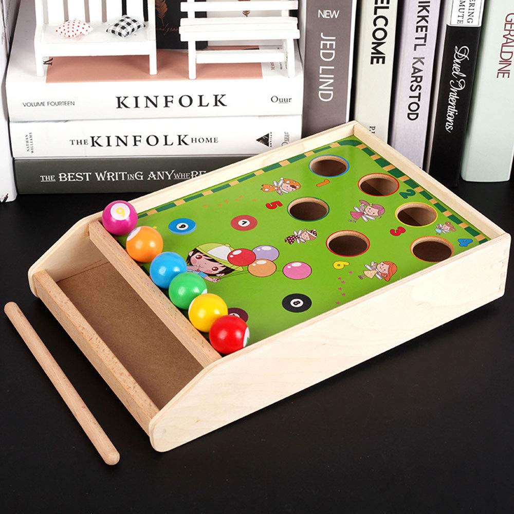 JOKFEICE Piscine pour Enfants Jeux familiaux avec 1 queues de Billard 6 Boules Parent-Enfant Petits Billards interactifs Jeux de société et de Voyage Table de Billard pour bébé