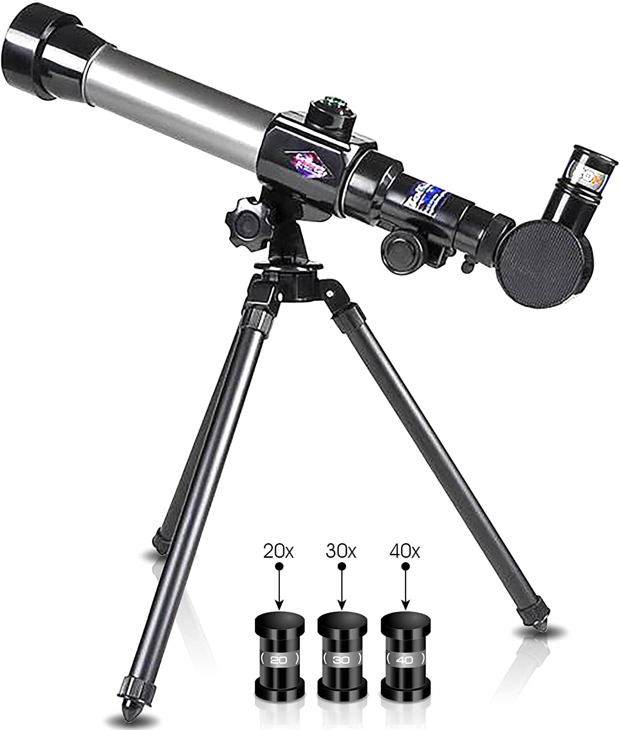 ArtCreativity Kids Telescope for Beginners with Tripod Stand & 3 Eyepieces (20x, 30x, 40x) | Educational Astronomy Toy, STEM Science Learning Gift & Birthday Present for Boys & Girls Ages 3+