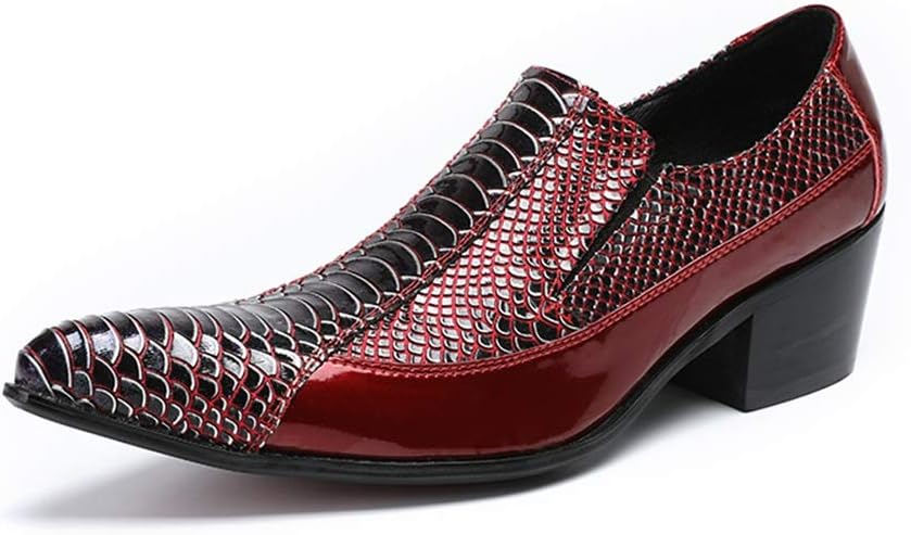 Men’s Fashion Oxford Casual Leather Pattern Patchwork Patent Leather Pointed Formal Shoes