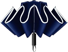 Gimars Parapluie Inverse Portable Pliant Parapluie Automatique Coupe-Vent Anti Tempête avec Revêtement Telfon210T+Anti UV 10 Tiges Renforcées Parapluie pour Hommes Femmes Voyage Machine