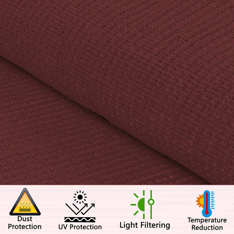 Image of MetDeals HDPE Knitted Balcony Sun Shade Sail Canopy Cover for Outdoor, Garden & Terrace|UV & Sun Protection with Rustproof Eyelet & Cable Tie for Easy Installation(Burgundy, 9.5x24 Ft)(Pc 1)