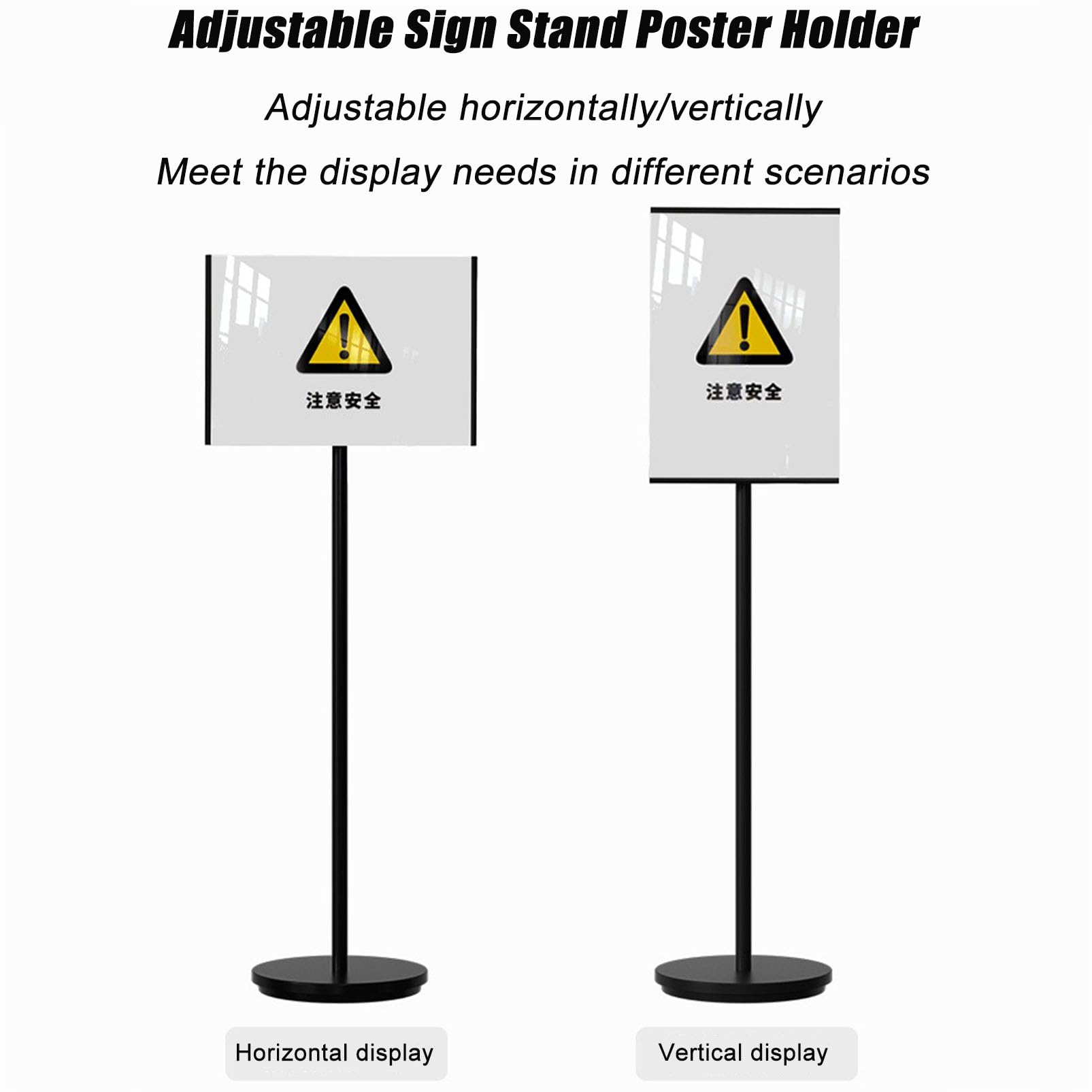 Support de panneau de sol réglable, double affichage vertical et horizontal pour un contrôle efficace de la foule et des avis, idéal pour les événements, les entreprises et les entrepôts