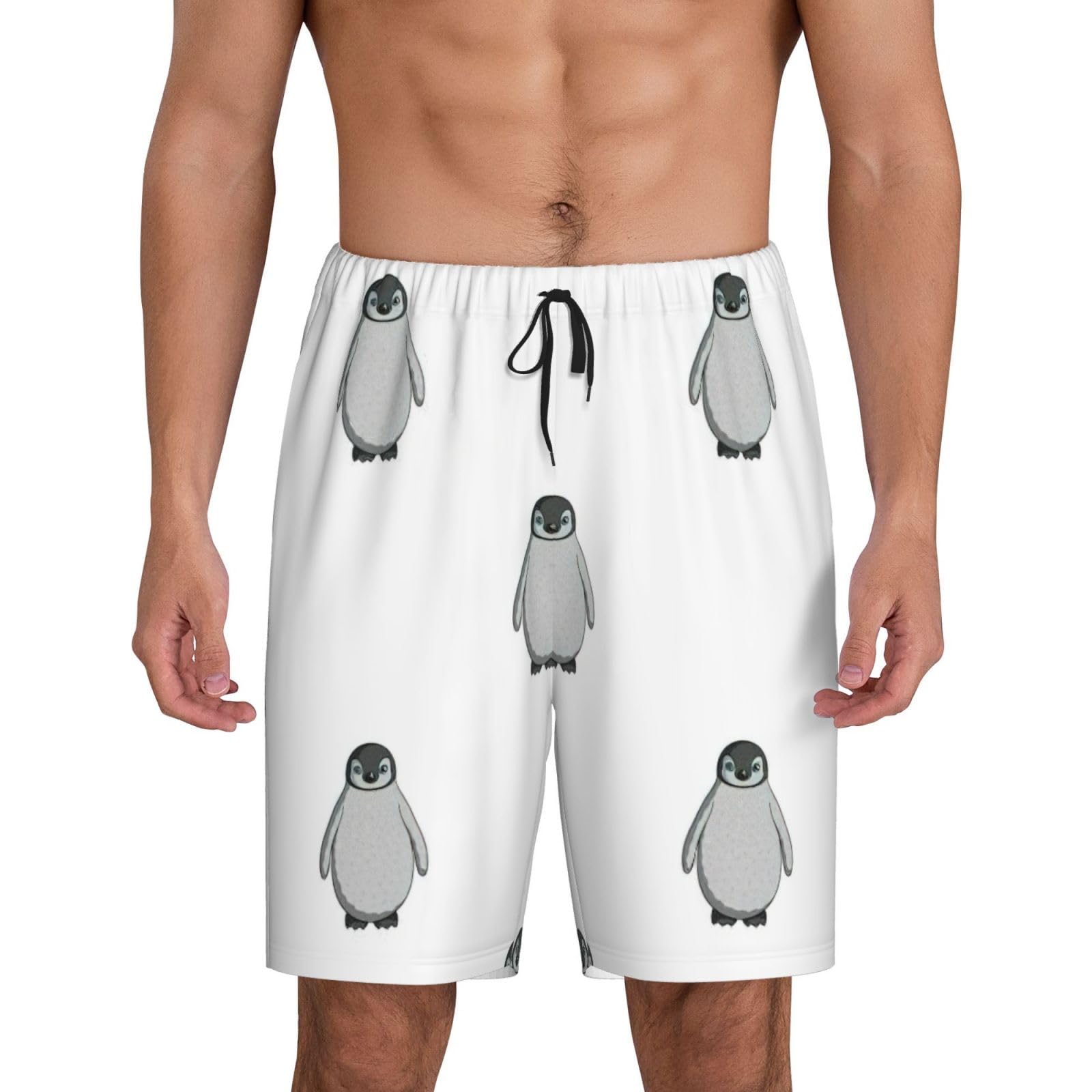 Grey Penguin Men'S Soft Sleep Shorts, Comfy Lounge Sleeping Shorts Pants Breathable Summer Sleepwear