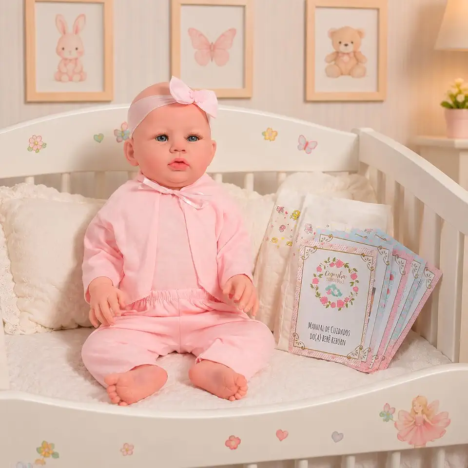 Boneca Reborn Realista 100% Vinil 48cm Pode Dar Banho