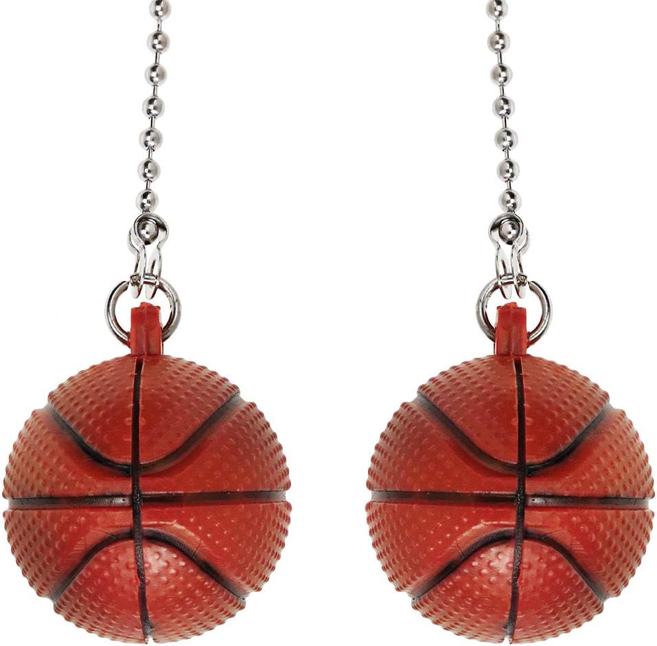 LC LICTOP Basketball Ceiling Fan Pull Chain 2Pcs, 12-Inch Extender Chain with Basketball Pendant, Decorative Light Pull Chains Ornaments for Ceiling Fans & Lamps