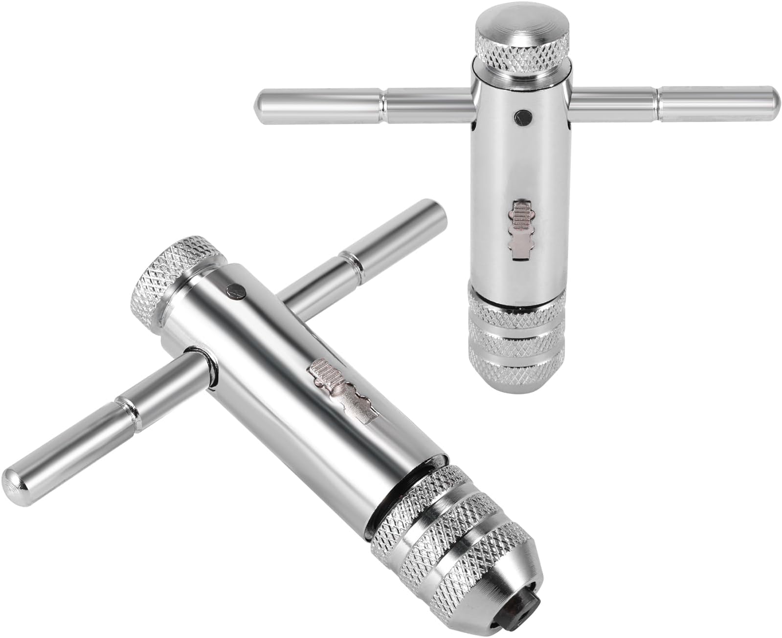 Pack of Two Tap Wrench Adjustable T Bar Handle Ratchet Tap Holder, Capacity Range M5-M12/M3-M8 Threading Wrench T-Shaped Tapping Thread Metric Plug Tapper Tool
