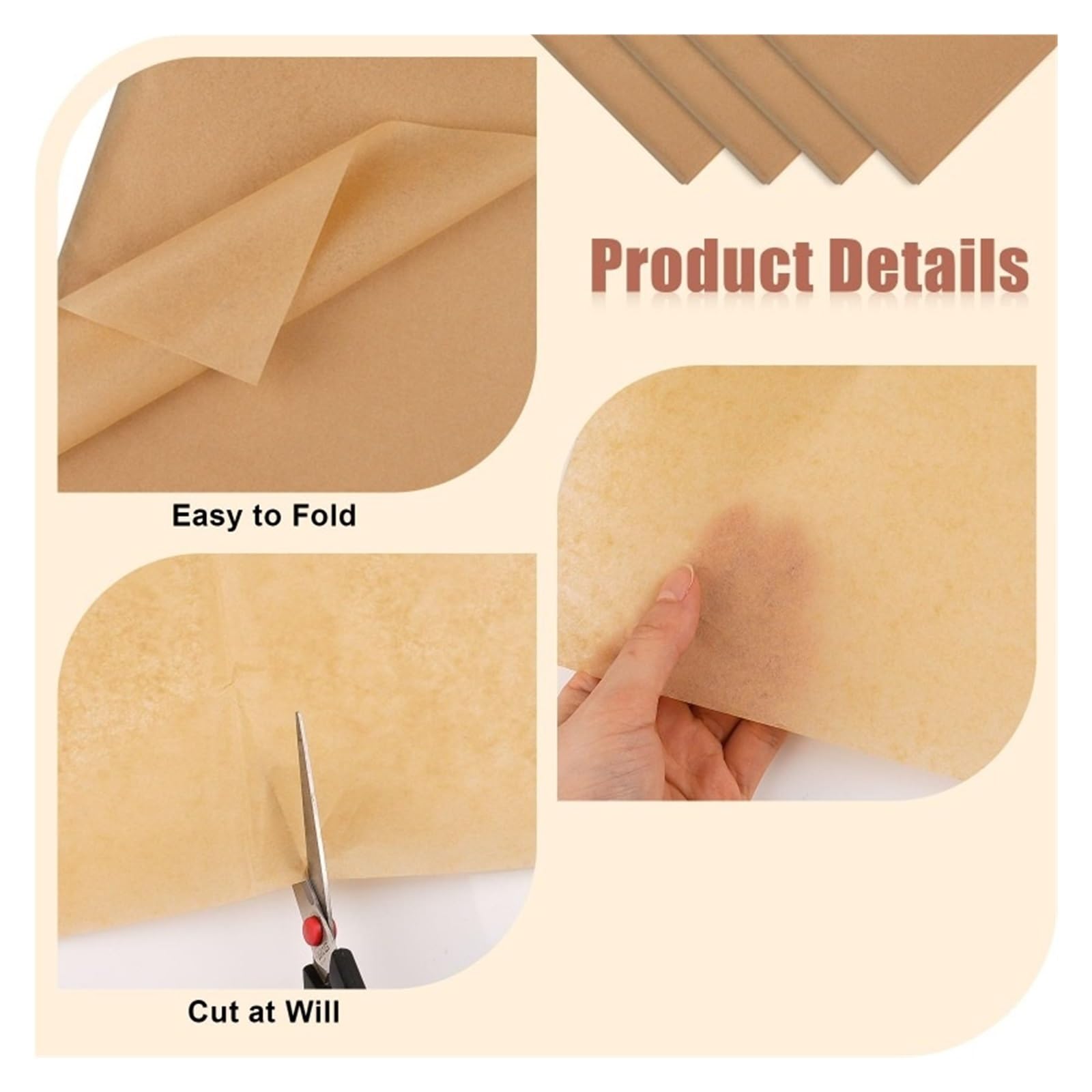 100 Uds. Bandejas de papel for hornear, revestimiento antiadherente for horno, hoja for barbacoa(100Pcs 30x40cm)