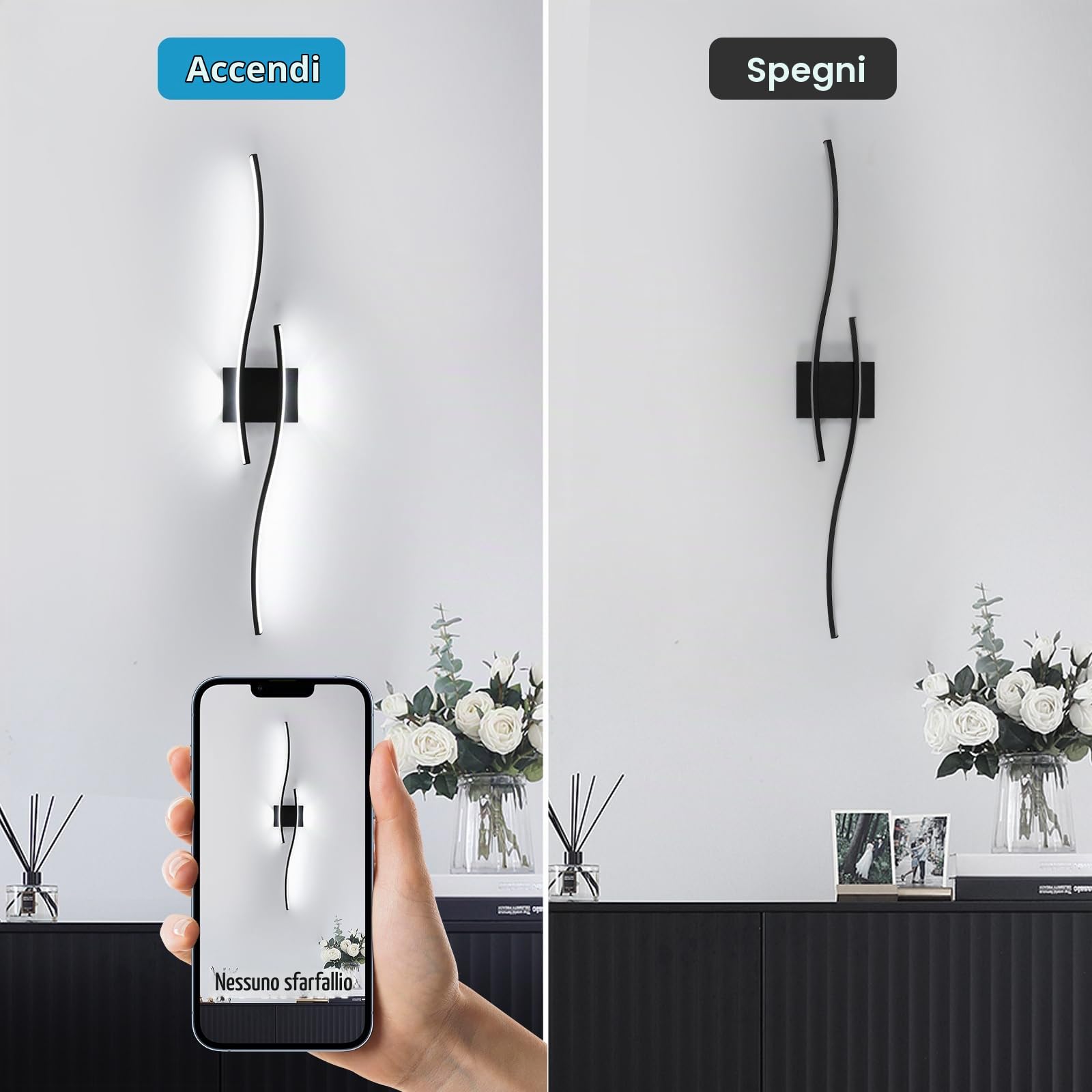89CM Applique da Parete Interno LED Lunga Lampada da Parete 6500K | 27W 3035LM Moderno Lunga Lampada a Muro in Alluminio per Camera da Letto Soggiorno Scale Corridoio, Bianco Freddo 6500K