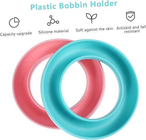 Miniatura 7 de EXCEART 2 sets Bobbin Saver Holder Round Plastic Bobbin Organizador Herramienta de costura Fácil eliminación de hilo 2 unids*2