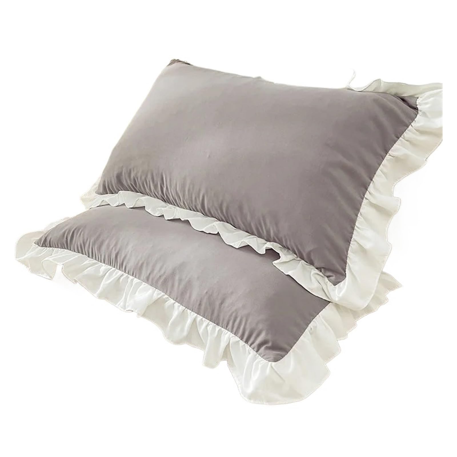 LYXYGMV Princess Pillowcases With Ruffles Multiple Sizes Pillow Cover Comfortable Case For the Bedroom(Grey,1Pcs 30x50cm)