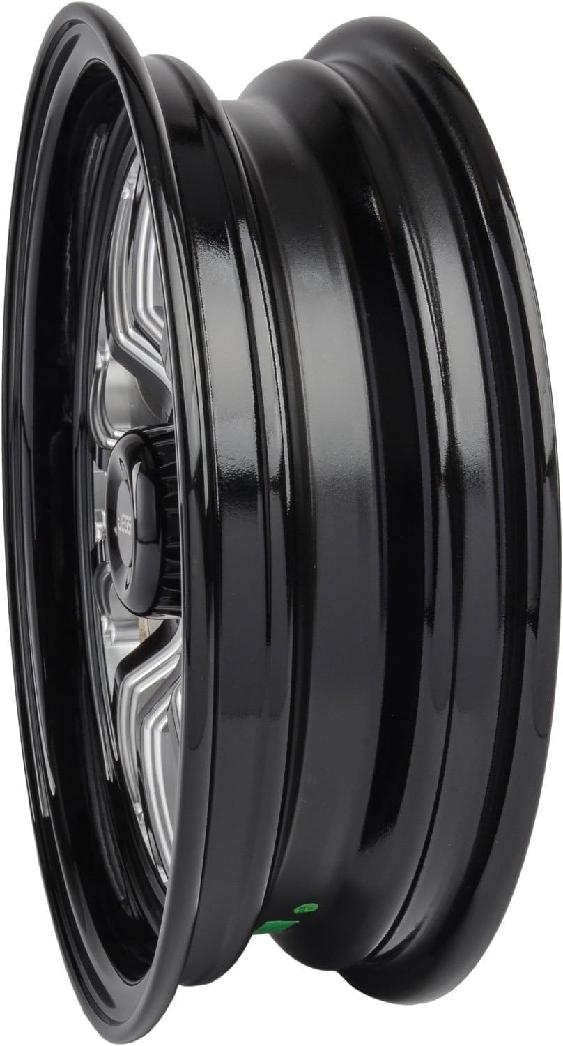 JEGS SSR Spike Wheel 15 x 4 | 5 x 4.5in.Wheel Bolt Pattern Spacing | -19 mm Offset | 1.75in.Backspacing | Gloss Black with Milled Spoke Accents | 3.27in.Center Bore