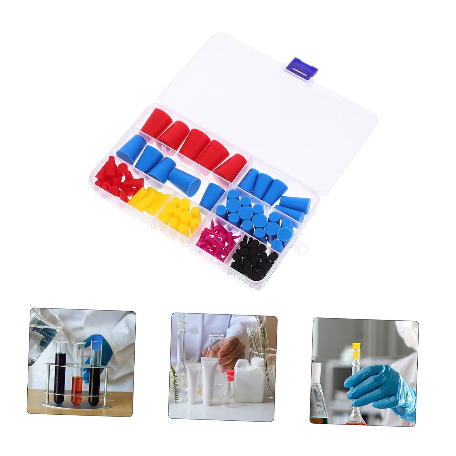 Rubber Tapered Silicone Stoppers Assortment Kit for High-Temperature Applications Laboratories and Industrial Use
