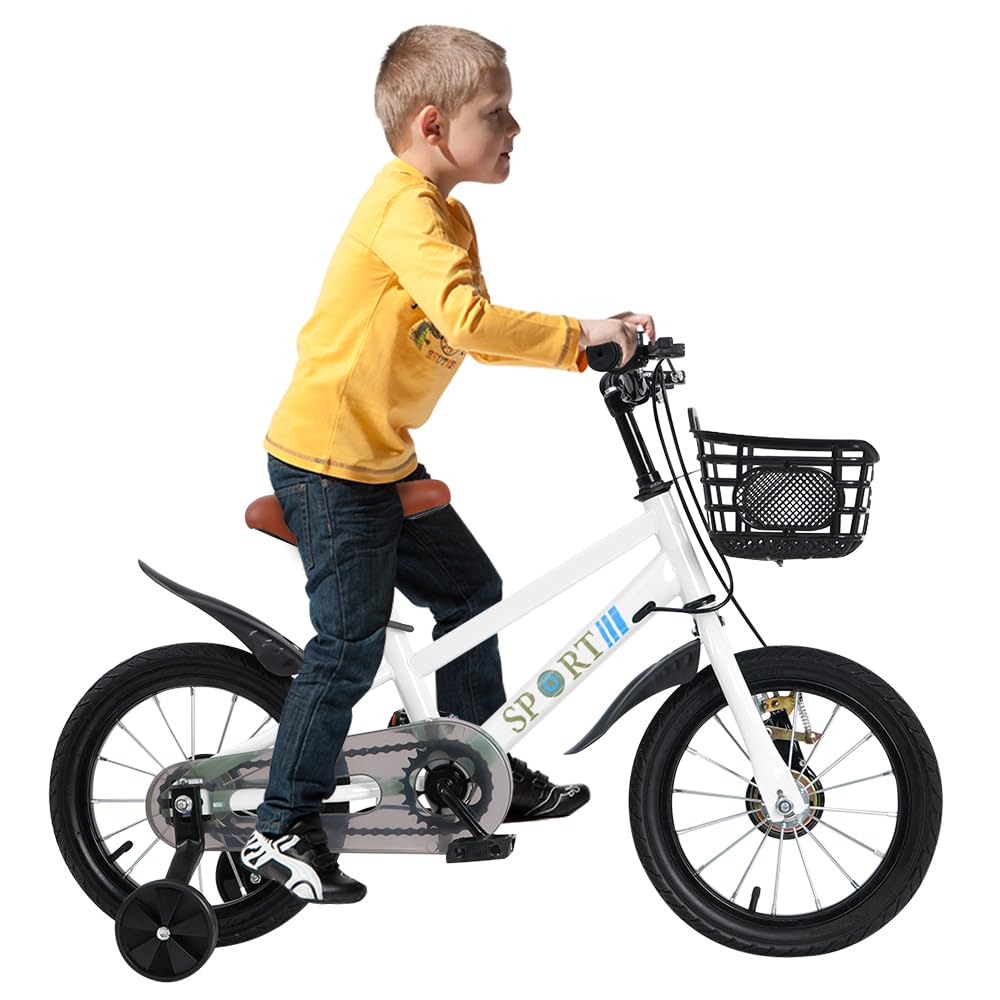 Vélo Enfant 12-20 Pouces Avec Panier & Roues Stabilisatrices - Acier Carbone - Réglable 2-9 Ans