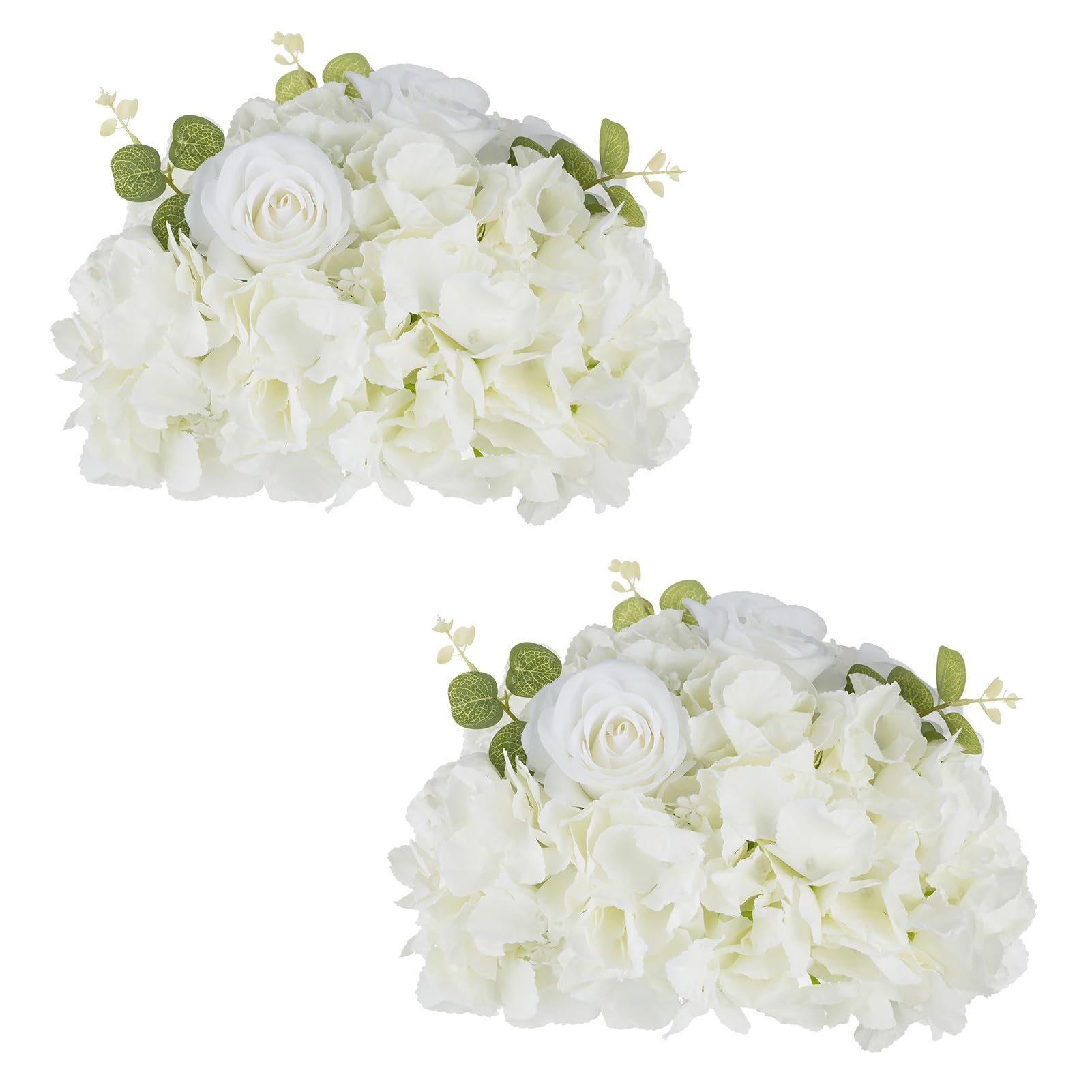 NUPTIO Flower Ball Arrangement Bouquet: 2 Pcs 11.8 inch Diameter White Rose Fake Flowers Balls for Wedding Centerpiece Decorations Artificial Flower Centerpieces for Tables