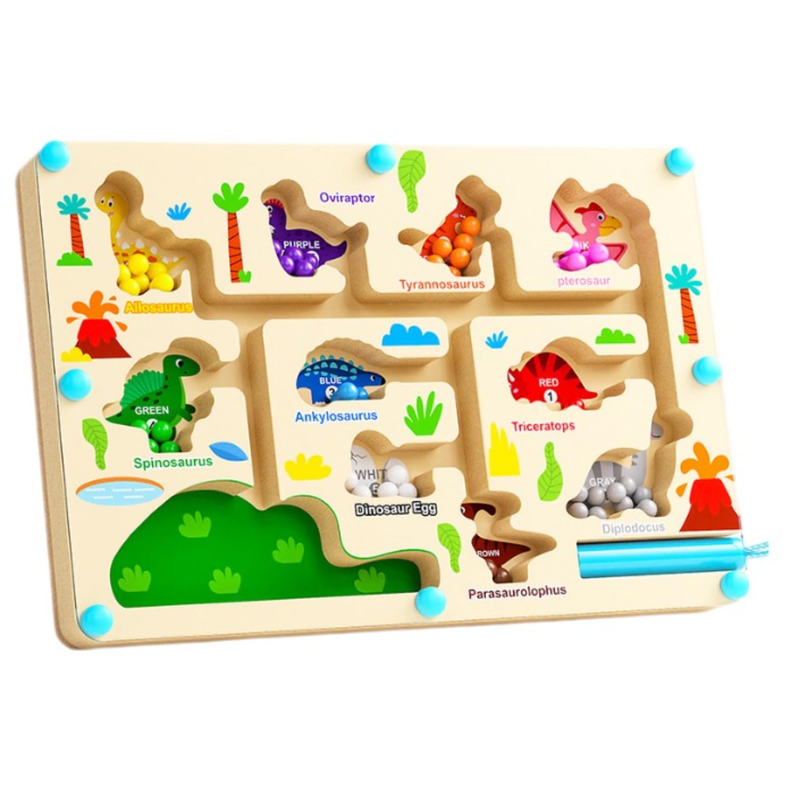 YZZT Dinosaurs Magnetic Maze Toy for Kids Magnetic Colour and Number Maze Early Learning Color Magnetics Mazex Fine Motor Skills Toys for 3 4 5 6 7 Years Old Boys Girls