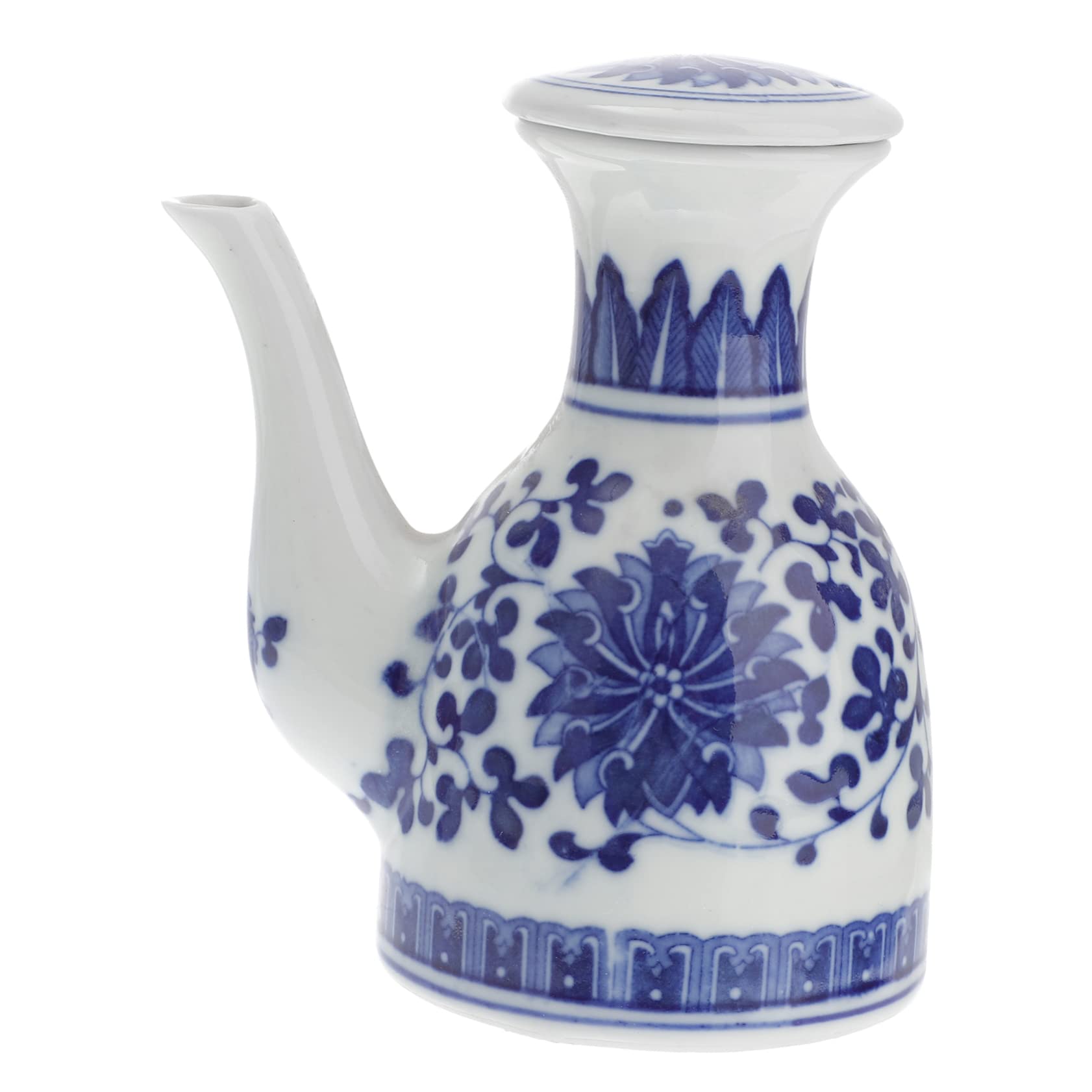 SMASOLO Ceramic Vinegar Bottle with Spout Condiment Container for Oil Soy Sauce Dressings for Kitchen Storage and Restaurant Use Unique Floral Design Easy Dispensing