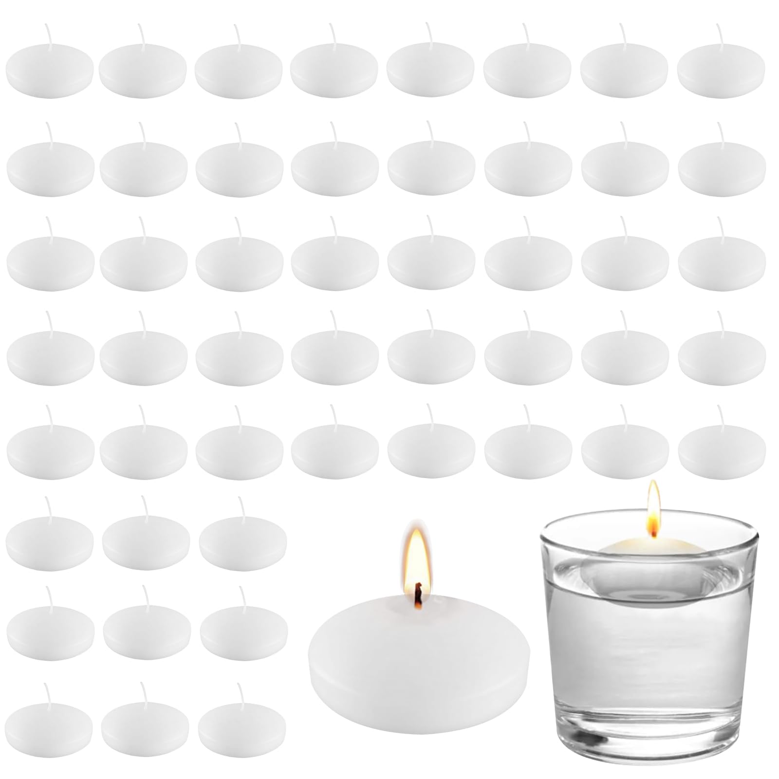 50 candele galleggianti, per San Valentino, Natale, matrimonio, cena, colore bianco