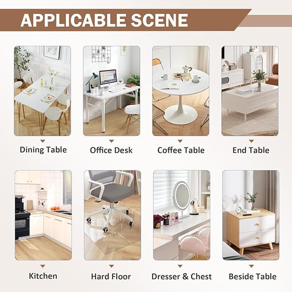 Sous-main transparent givré, tapis de table de salle à manger imperméable, pour ordinateur portable, bureau, salle à manger, maison, 60/100/120 cm, transparent