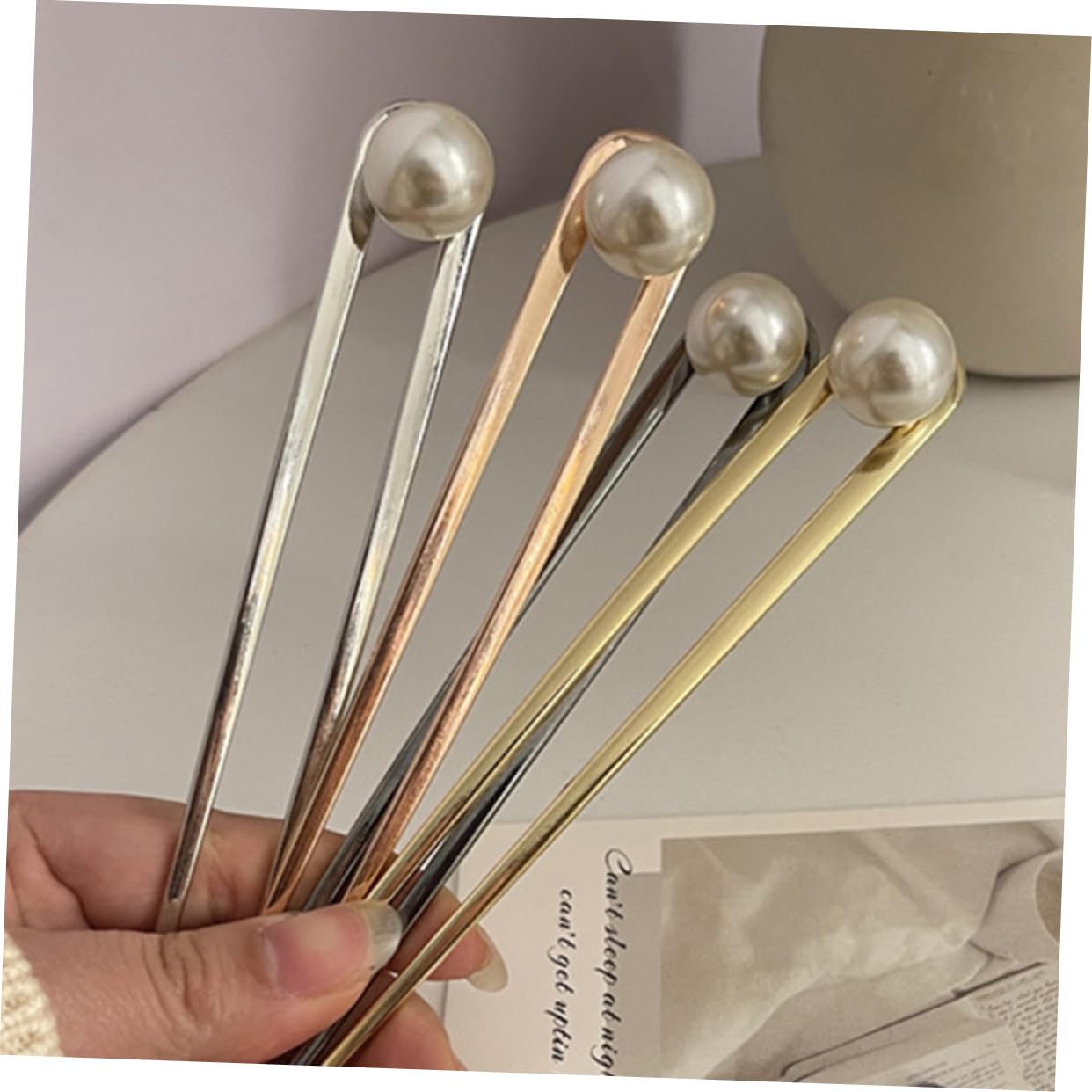 Housoutil 12stücke Teiliges Metall-haarforken Mit Perlen Haarnadel Für Chignon-frisuren Elegantes Haarstyling-tool Für Hochsteckfrisuren Und Besondere Anlässe Roségold Und Gunmetal