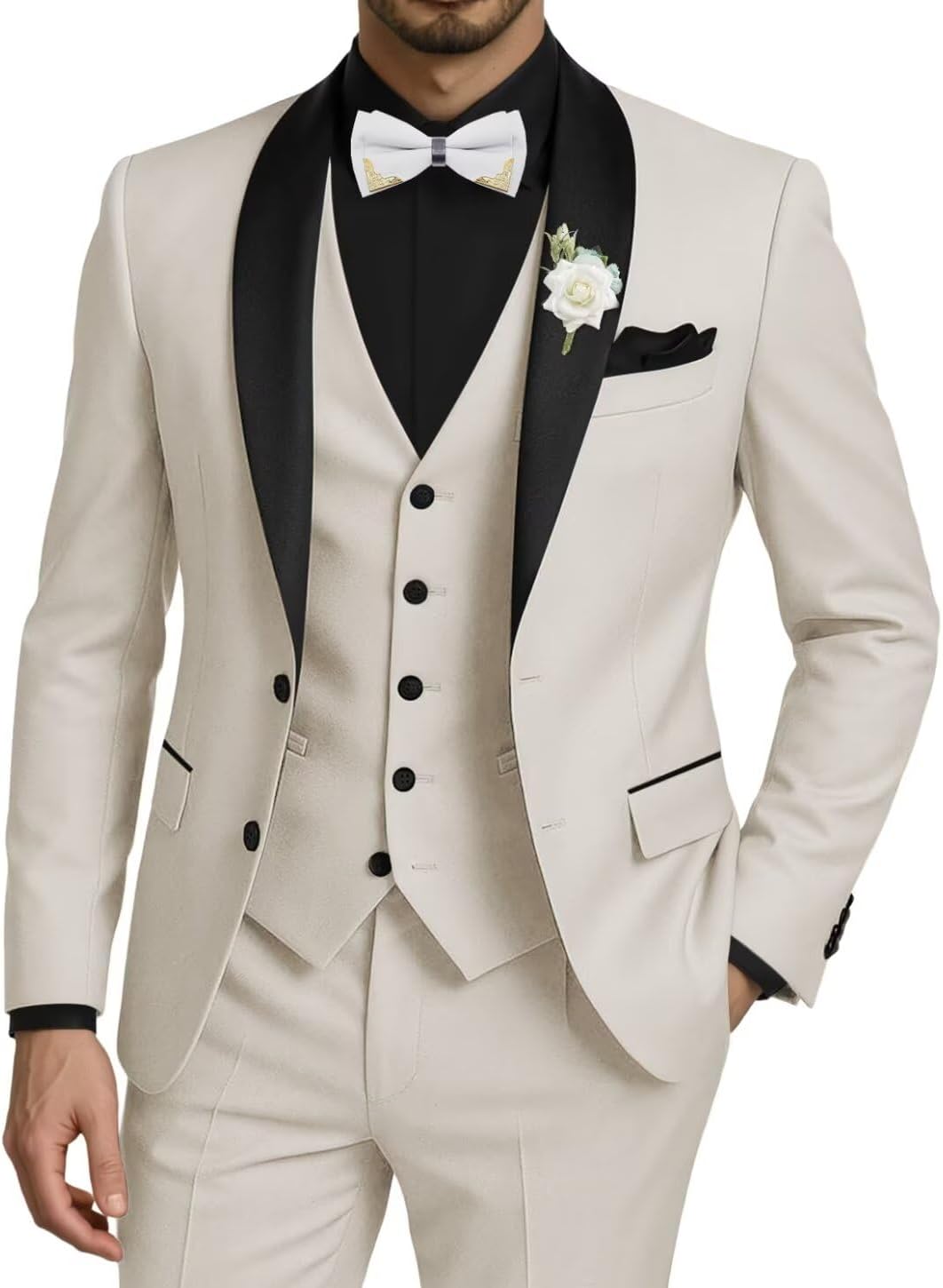 Suits for Men Slim Fit 3 Piece Mens Suits Blazer Vest Pants Set Formal Suit Wedding Prom Party Business