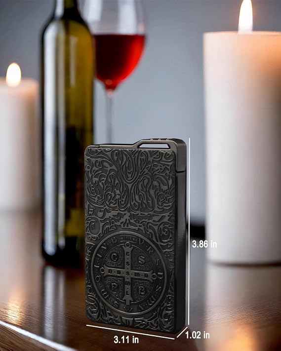 Butane Metal Lighter, Refillable Torch Windproof Lighter with Keyhole for Collection, Decorative Gift (Butane Not Included) (Black)