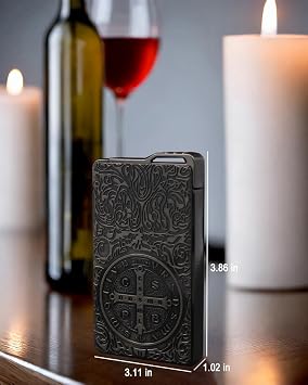 Butane Metal Lighter, Refillable Torch Windproof Lighter with Keyhole for Collection, Decorative Gift (Butane Not Included) (Black)