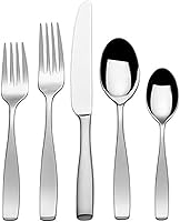 Mikasa Satin Loft 65-Piece Flatware Set for 12 | 18/10 Stainless Steel Silverware with Serving Utensils, Dishwasher Safe