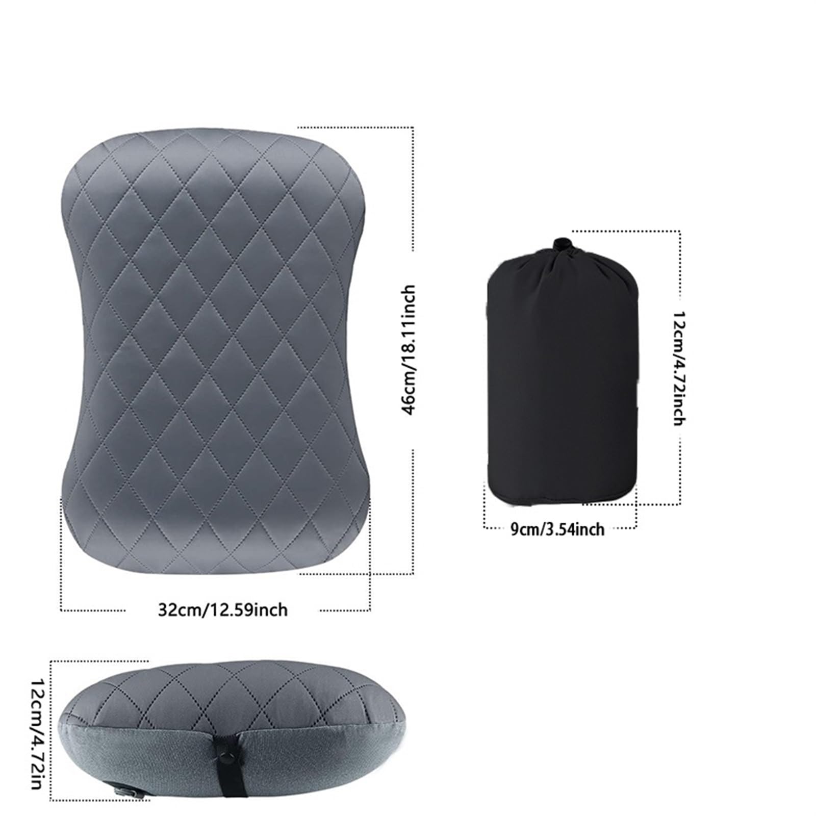 Oreiller de Gonflable ultralér for Camping avec Housse Douce et Lavable - Oreillers gonflables ergonomiques for Le Soutien Lombaire du Cou(Black)