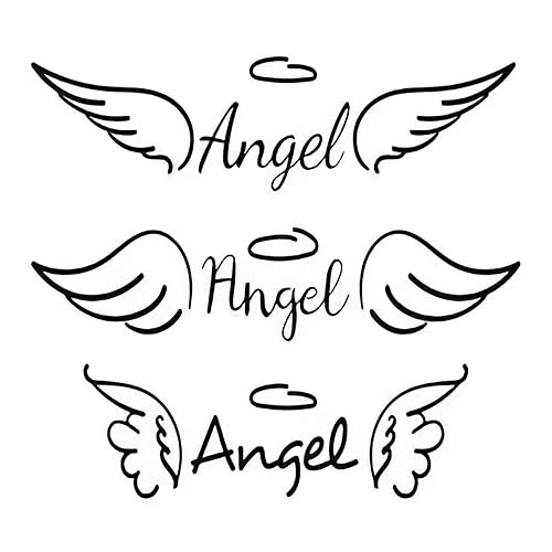 Datewithshower - Tatuajes temporales, 6 hojas de ángeles con halo de plumas de ángeles con halo, calcomanías de tatuaje para adultos, niños,