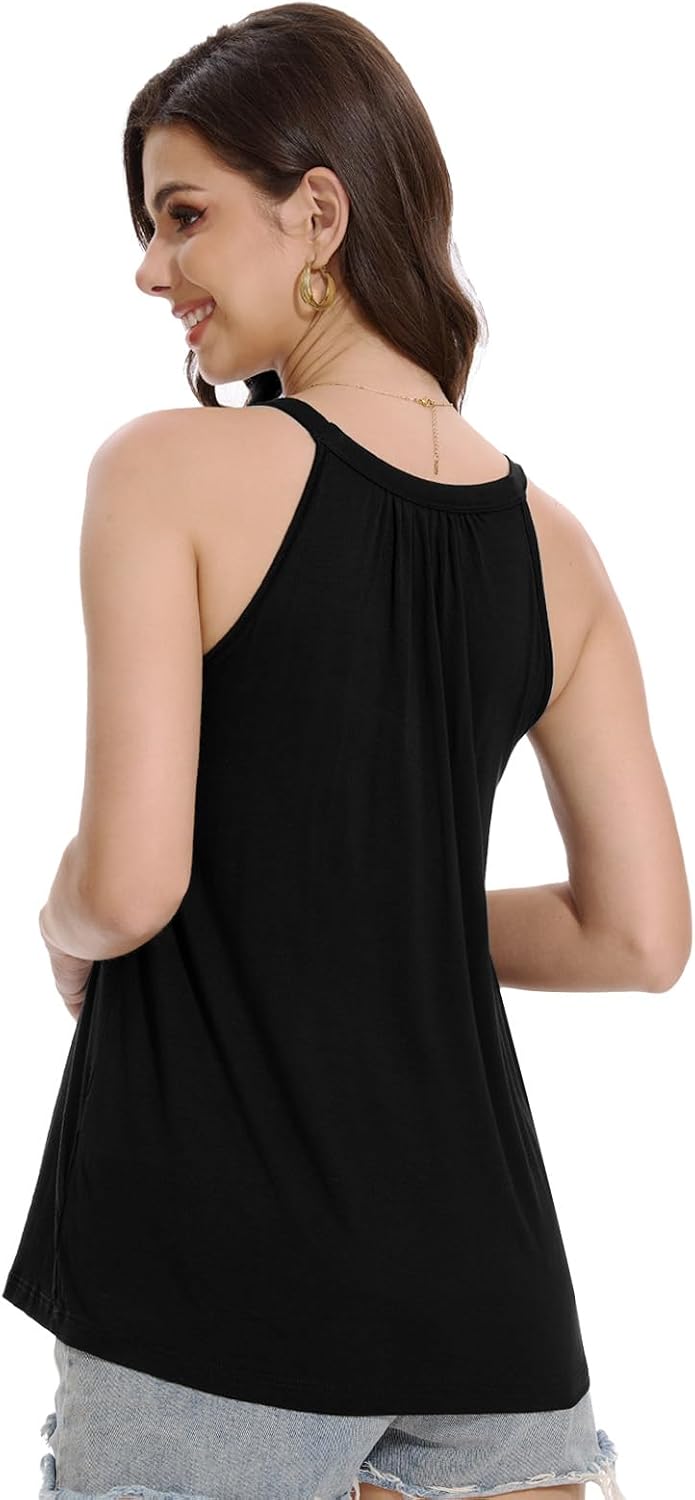 Orrpally Women Tank Tops Built in Bra Halter Tank Top Flowy Sleevless Padded Tank Top - Image 5