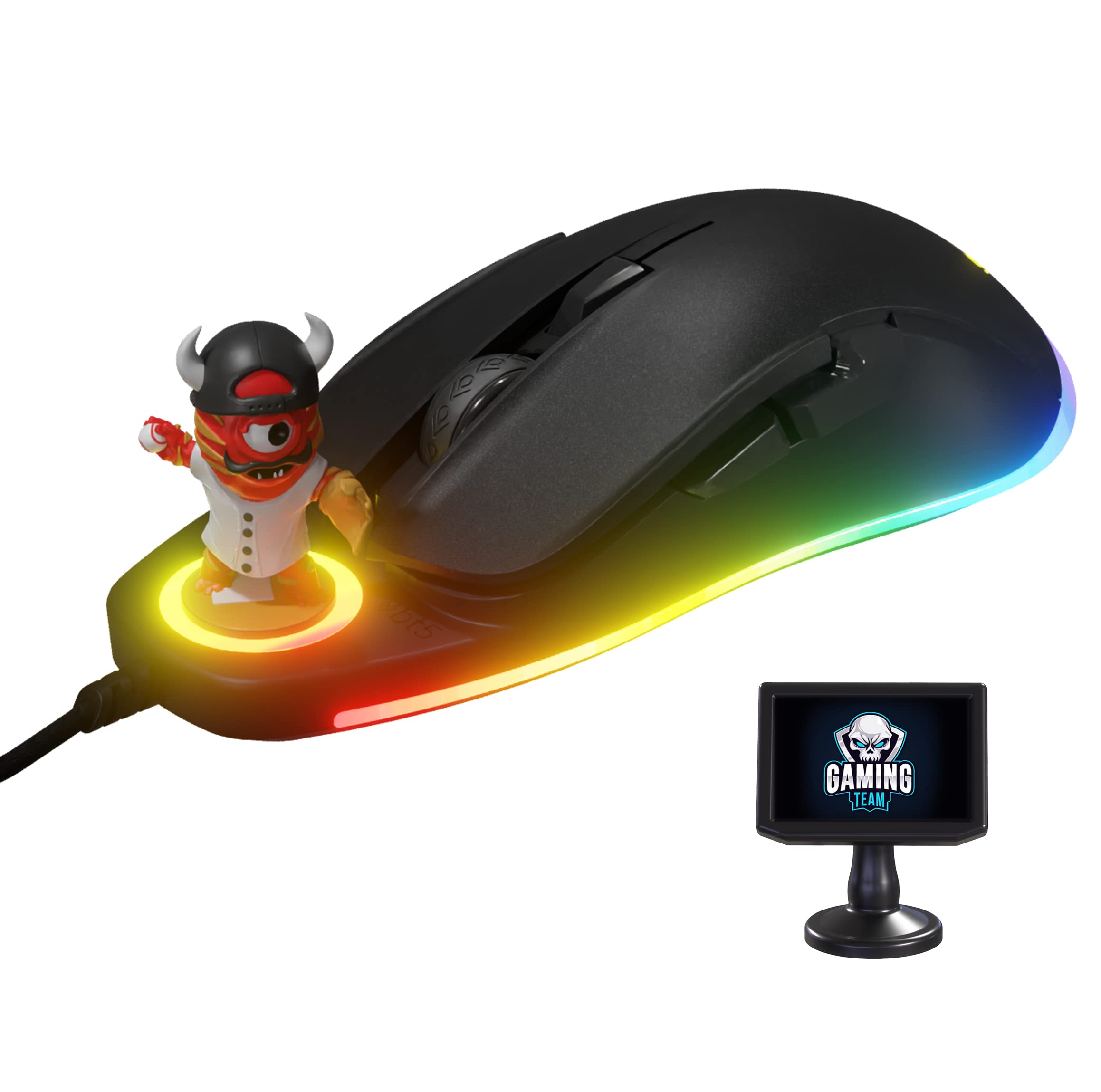 BT5 FunMouse AG1 with Magnetic King BROKY Action Figure & Accessories, Personalized RGB Lighting, Adjustable DPI Sensor (400-6200 DPI), Compatible with Windows 8 (or Higher) & macOS 10.15 (or Higher)