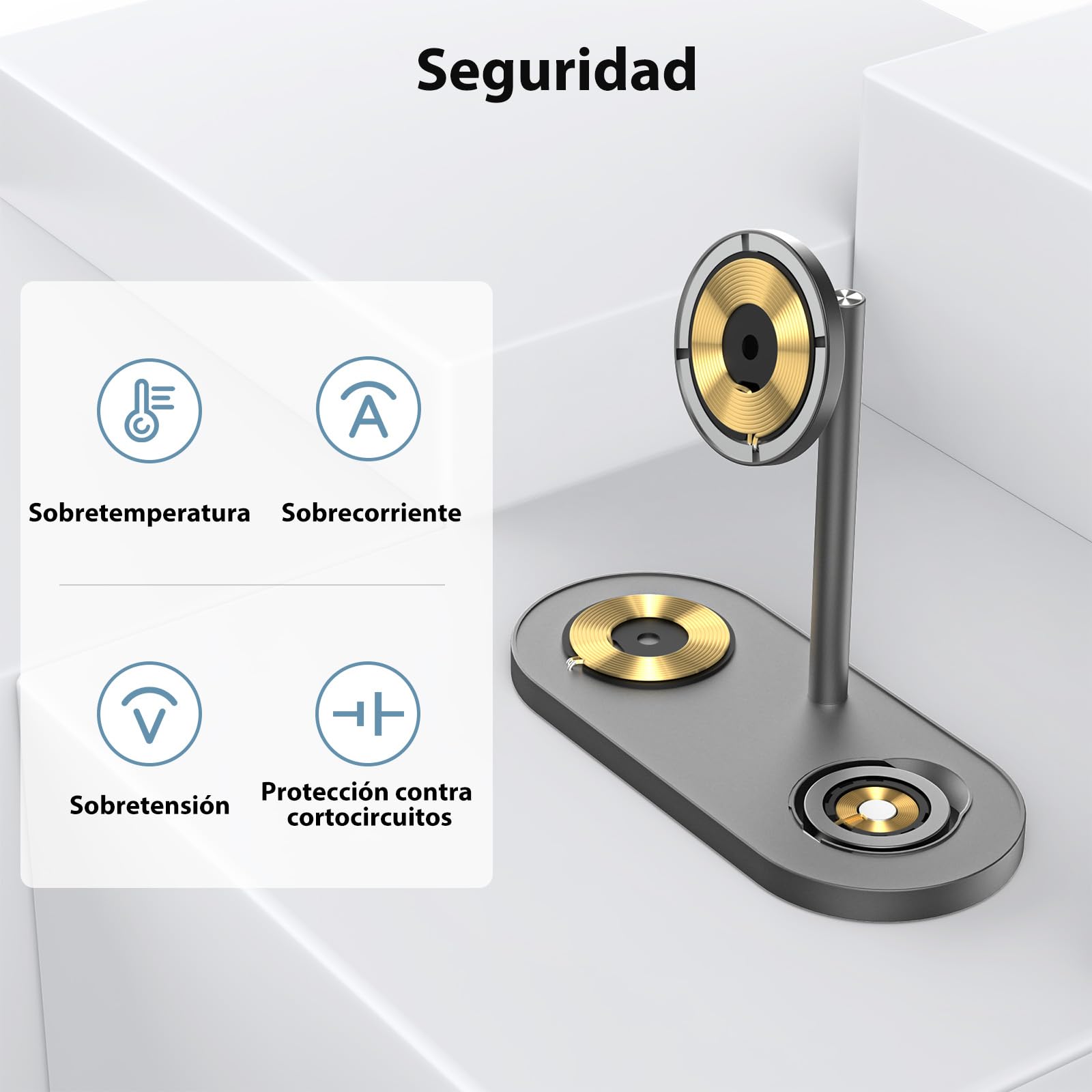 KU XIU Cargador 3 en 1 para Apple, Cargador Inalámbrico para iPhone, Apple Watch y mag-Safe Charger, Compatible con iPhone 17/16/15/14/13/12 Series, Apple Watch 9/8/7/6/SE/5/4, para AirPods 2/3/4Pro
