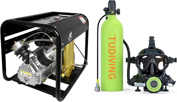TUDIVING Portable Scuba Tank with Full Face Diving Mask,Reusable Pony Bottle up to 30-45 Minutes Dive Time,Mini Diving Cylinder for Diving Entertainment/Underwater Work