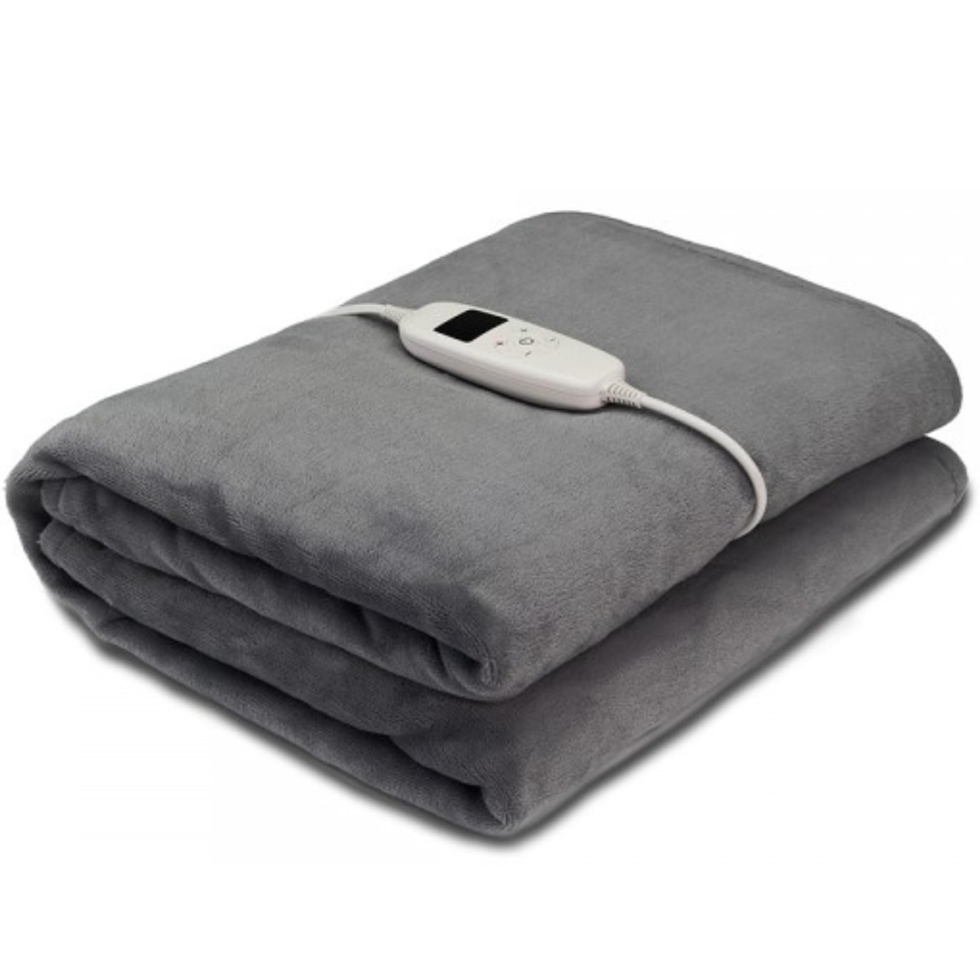 OVENTE Electric Heated Throw Blanket 50''x60'' with 10 Heat Settings, 1-8Hr Adjustable Timer, Over-Heat Protection, Auto Shut-Off, Fast Heating and Machine Washable for Home Office Use, Grey BL5810G